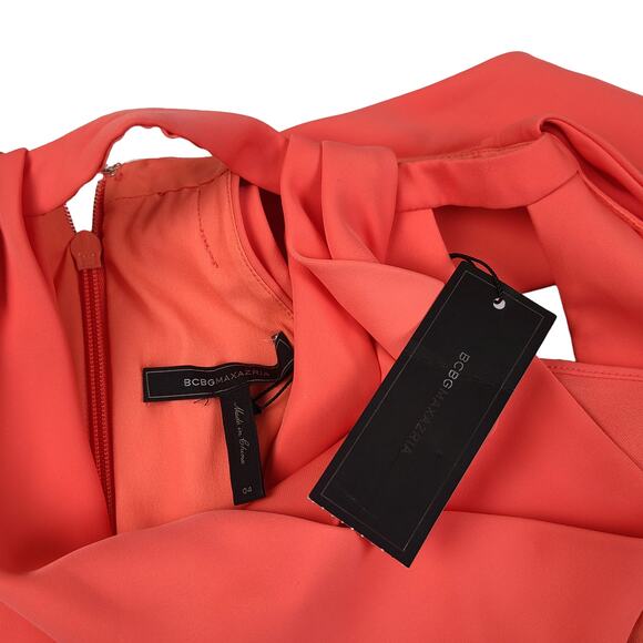 NEW BCBG MAXAZRIA SALLIE DRAPED CUOUT FIT-AND-FLARE DRESS Size 4 Orange - Picture 5 of 5